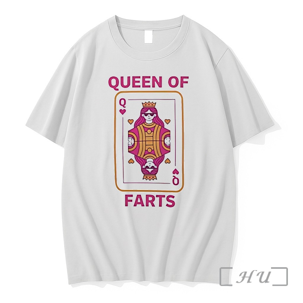 Officials Queen Playing Card Figure Wearing Pink Sunglasses With A Crown And Hearts Queen Of Farts White Premium T Shirts Sweater Hoodie
