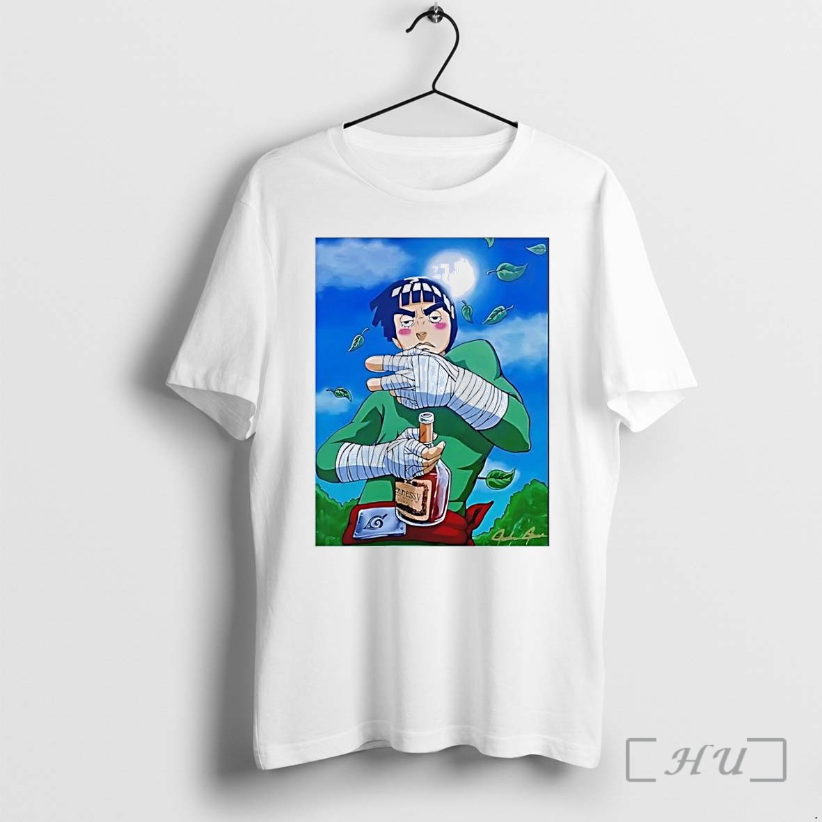 Officials Rock Lee Drink Hennessy Wine Naruto White Premium T Shirts Sweater Hoodie