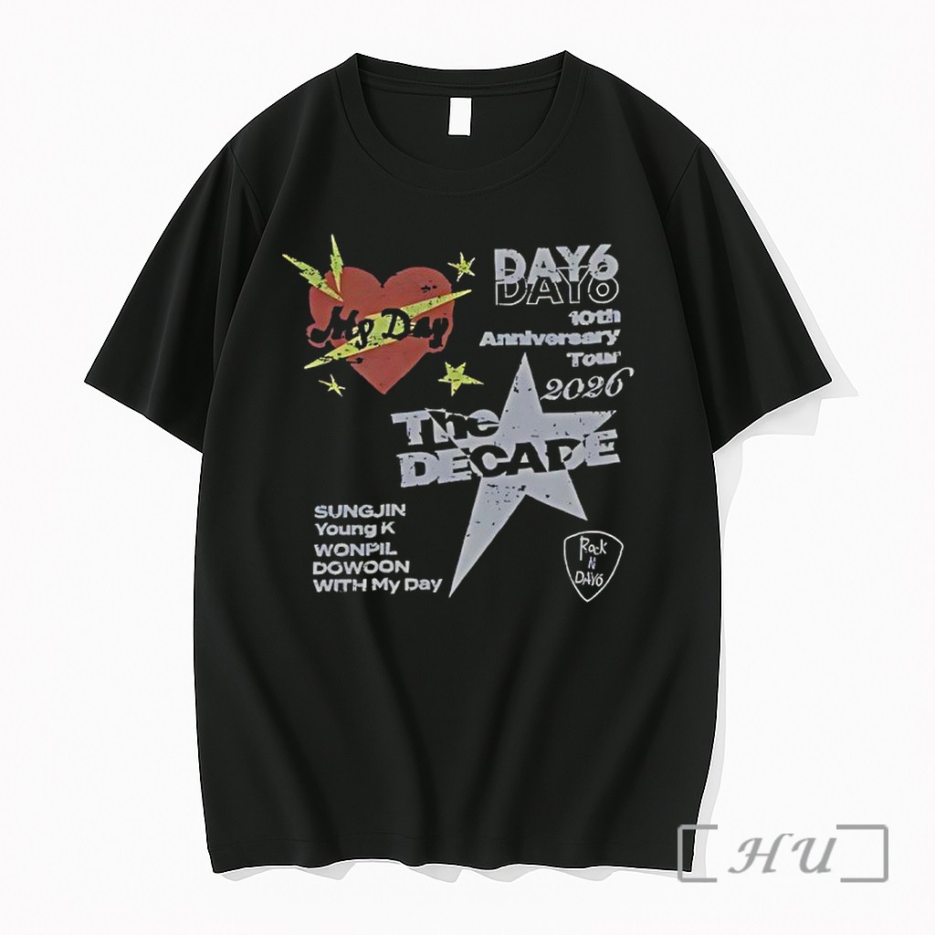 Officials Rock N Day 6 10th Anniversary Tour 2026 The Decade Sungjin Young K Wonpil Dowoon My Day Premium T Shirts Sweater Hoodie