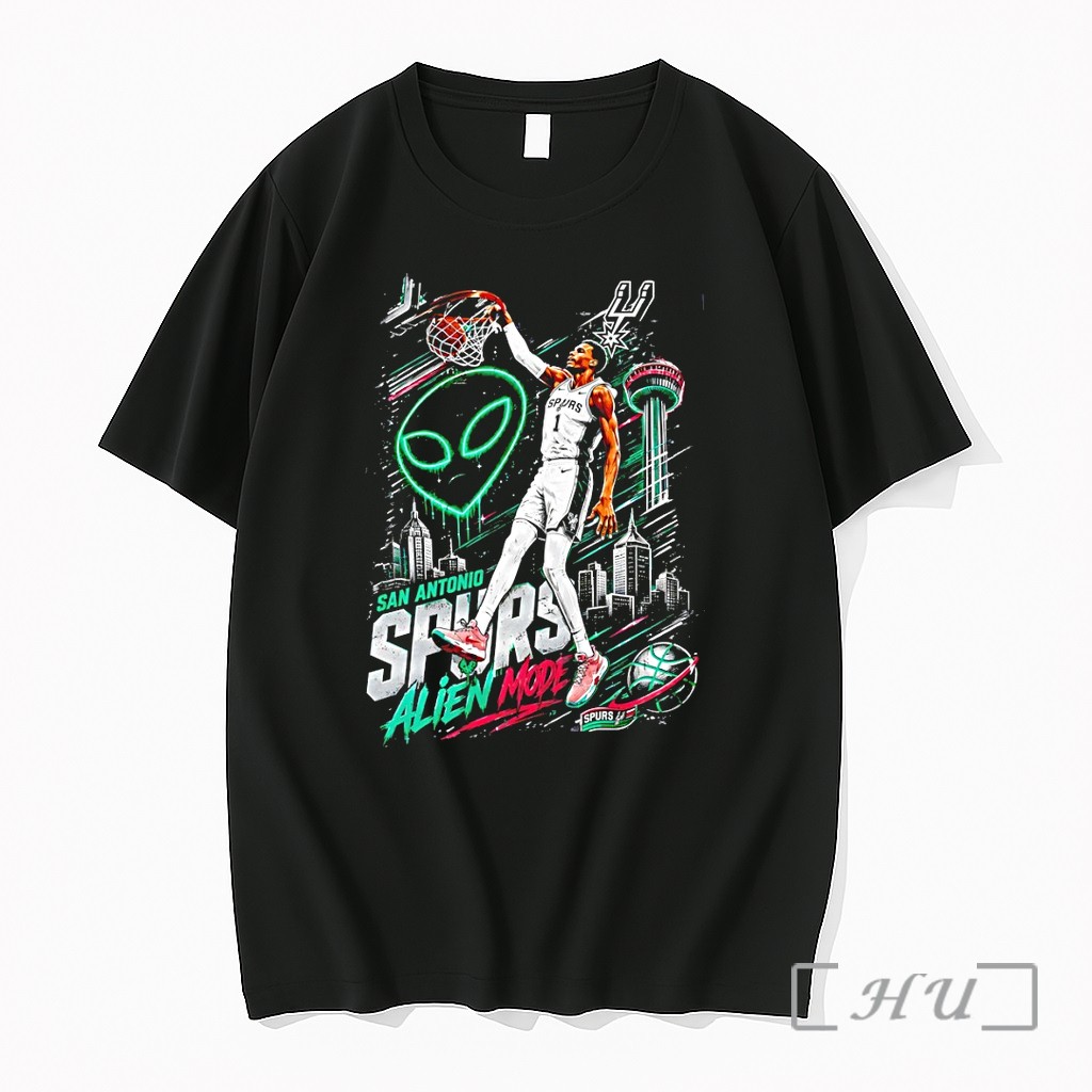 Officials San Antonio Alien Mode Futuristic Basketball Dunk Wemby Premium T Shirts Sweater Hoodie