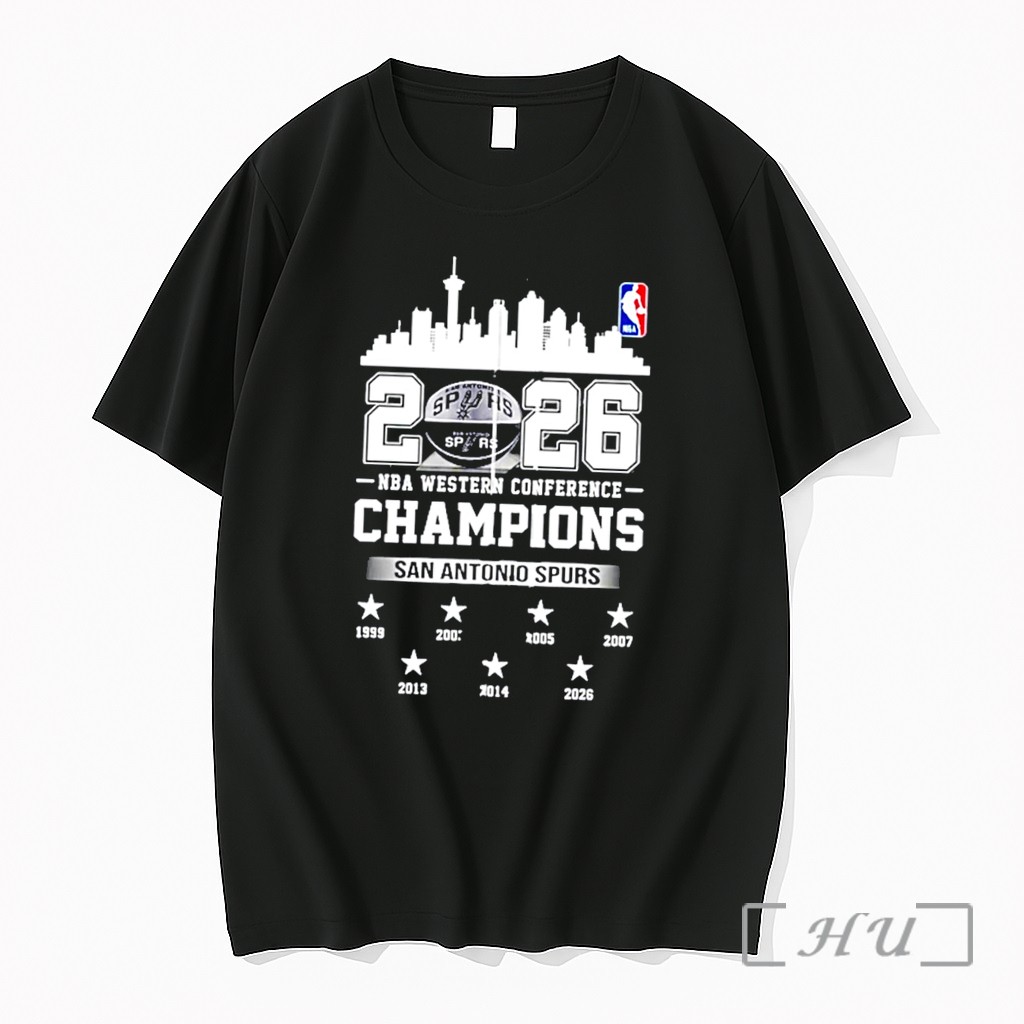 Officials San Antonio Spurs 2026 Nba Finals Western Conference Champions 7 Time Skyline Tee Premium T Shirts Sweater Hoodie