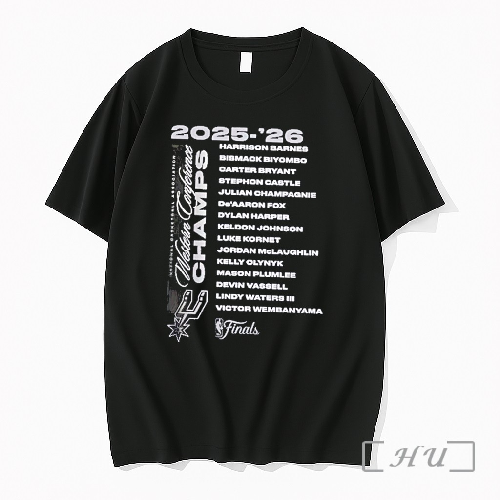 Officials San Antonio Spurs 2026 Nba Western Conference Champions Roster Tee Premium T Shirts Sweater Hoodie