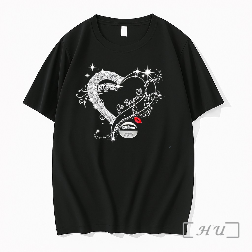 Officials San Antonio Spurs Go Spurs Go Heart Diamond Logo Premium T Shirts Sweater Hoodie