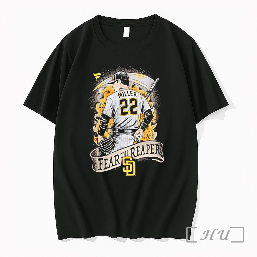 Officials San Diego Padres Mason Miller Fear The Reaper Premium T Shirts Sweater Hoodie