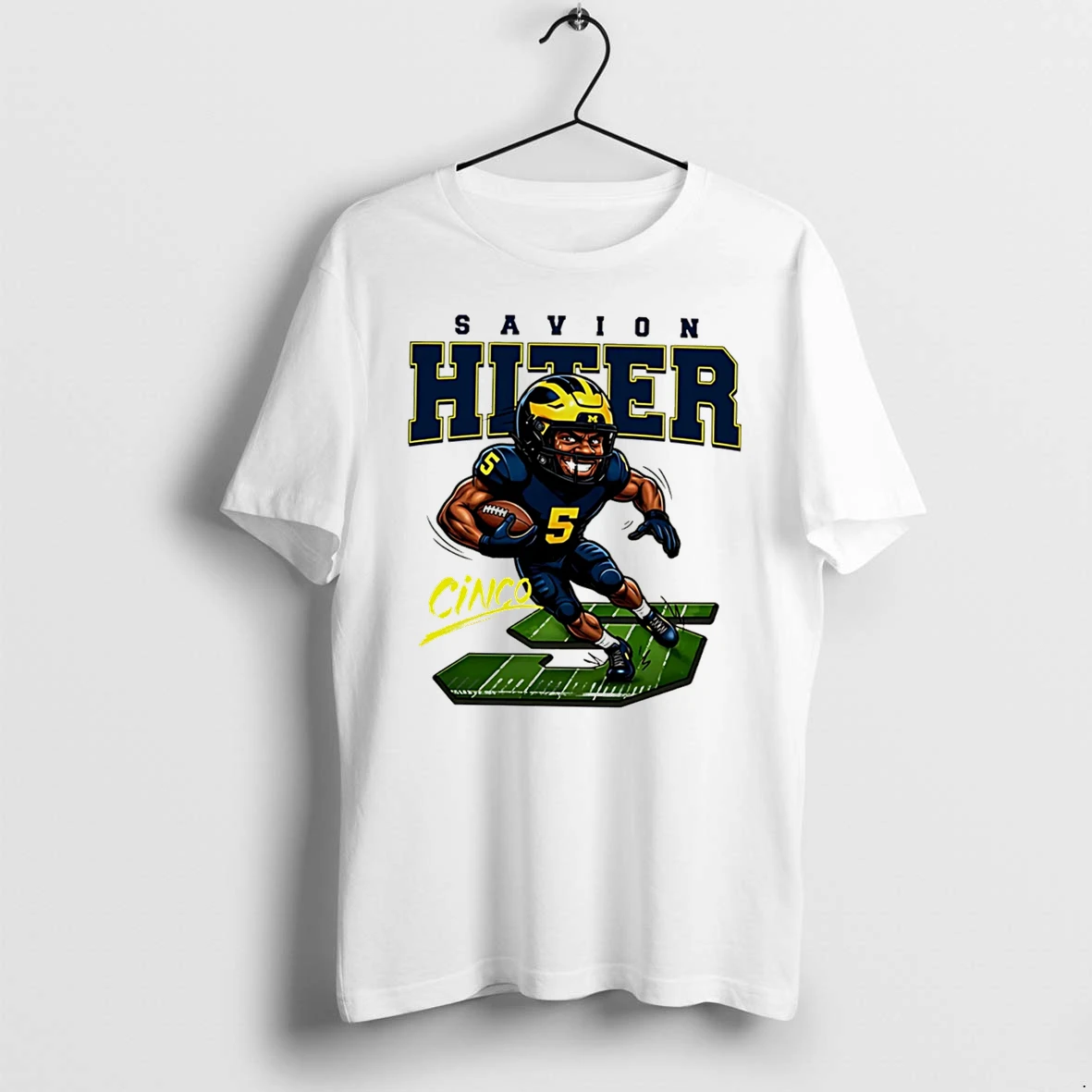 Officials Savion Hiter Michigan Football Cinco Caricature Tee Premium T Shirt Sweatshirt Hoodie