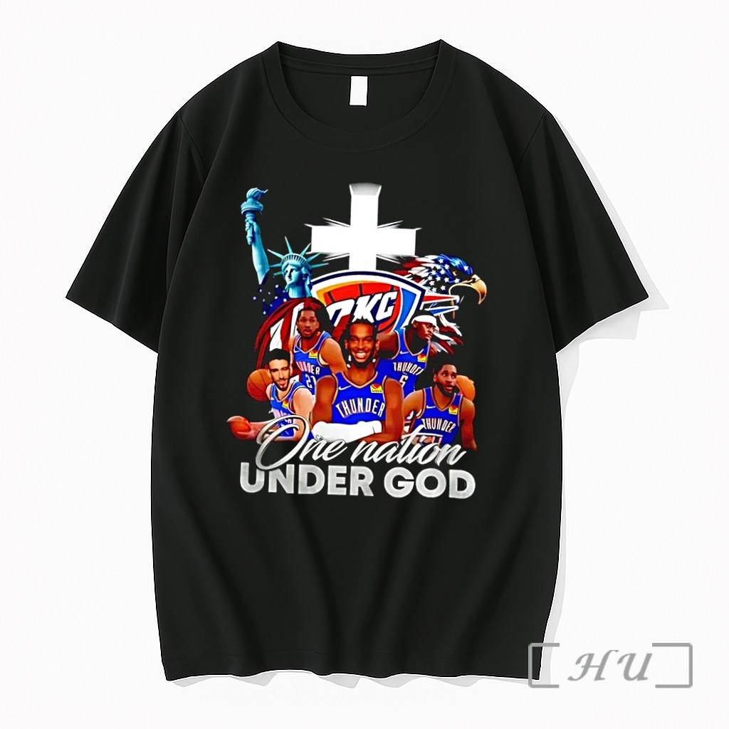 Officials Shai Gilgeous Alexander Oklahoma City Thunder Nba One Nation Under God Black Premium T Shirts Sweater Hoodie