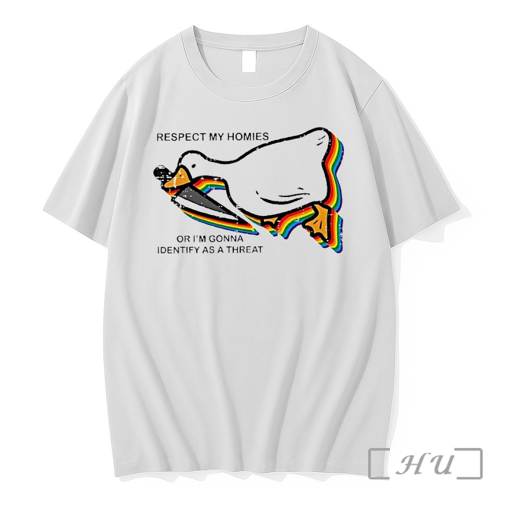 Officials Silly Goose Ally Pride Respect My Homies Or Im Gonna Identify As A Threat Premium T Shirts Sweater Hoodie