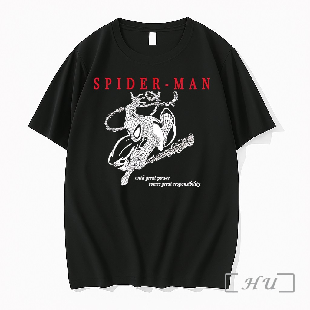 Officials Spider Man Marvel With Great Power Comes Great Responsibility Marvel Comic Premium T Shirts Sweater Hoodie