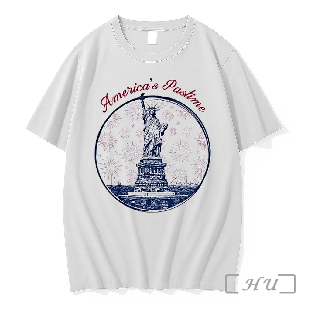 Officials Statue Of Liberty New York City Americas Pastime Baseball Fireworks Premium T Shirts Sweater Hoodie