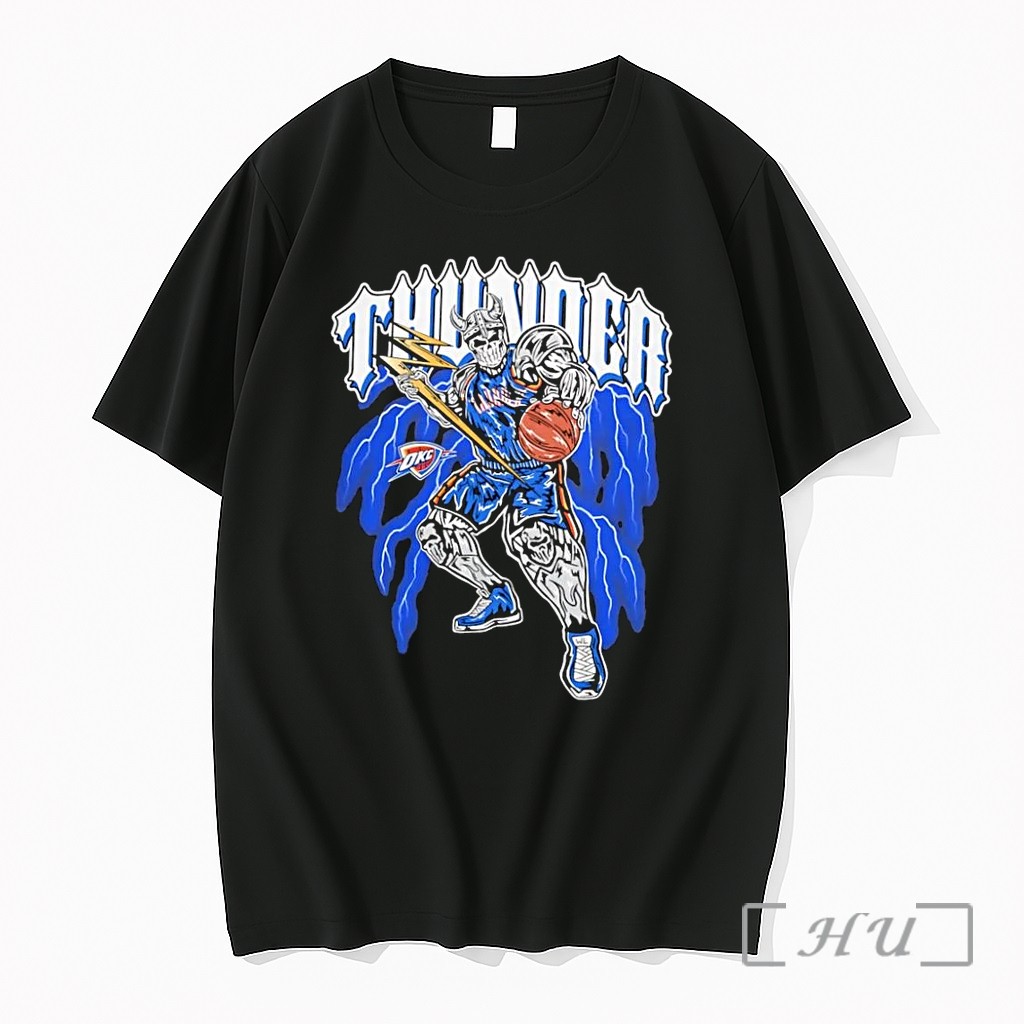 Officials Viking Skeleton Basketball Player Oklahoma City Thunder Nba Thunder Okc Black Premium T Shirts Sweater Hoodie