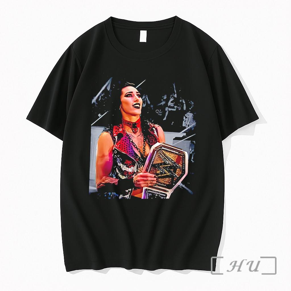 Officials Wwe4u Rhea Ripley Holding Championship Belt Illustration Tee Premium T Shirts Sweater Hoodie