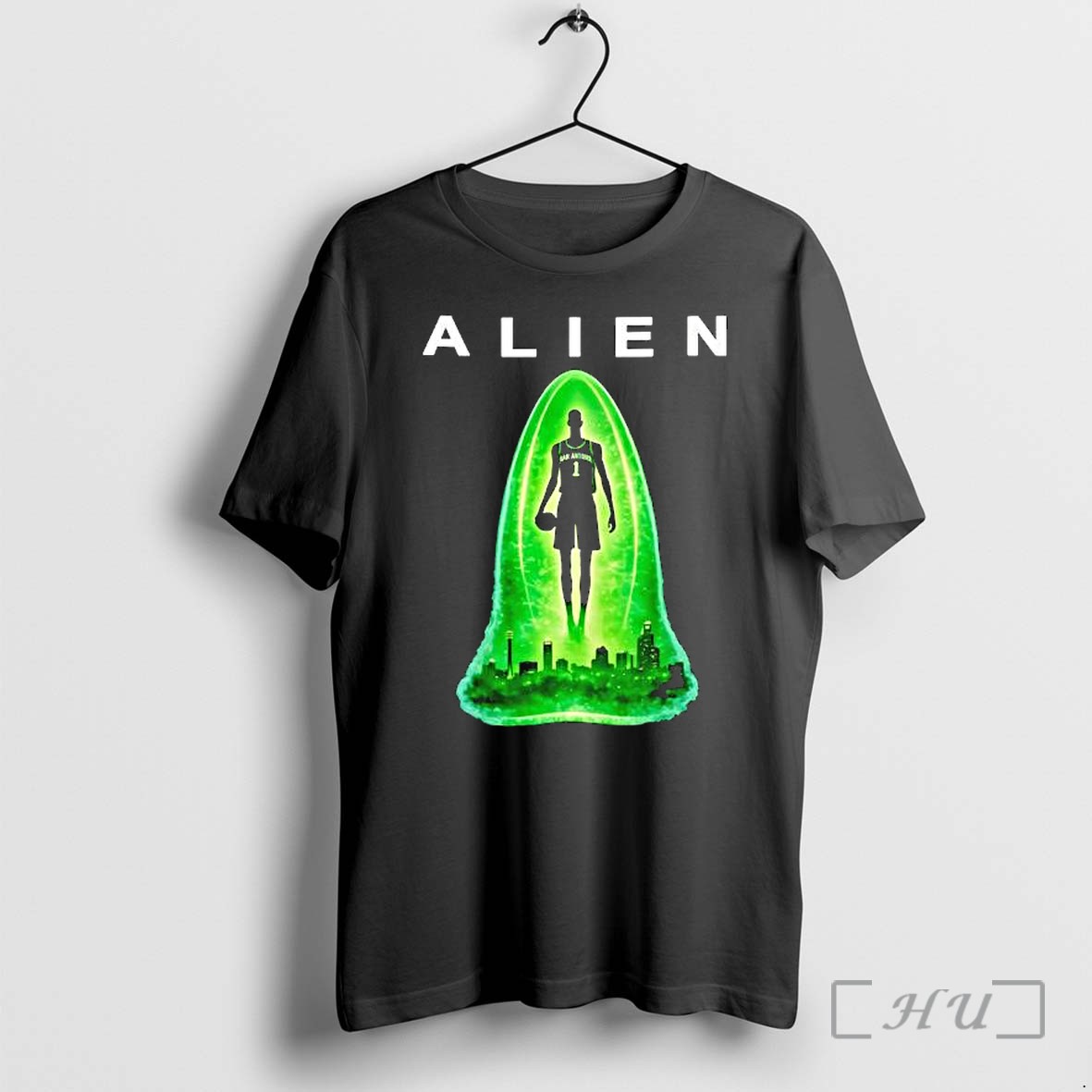 Officials Wemby Alien Abduction Victor Wembanyama San Antonio Skyline Graphic Premium T Shirts Sweater Hoodie