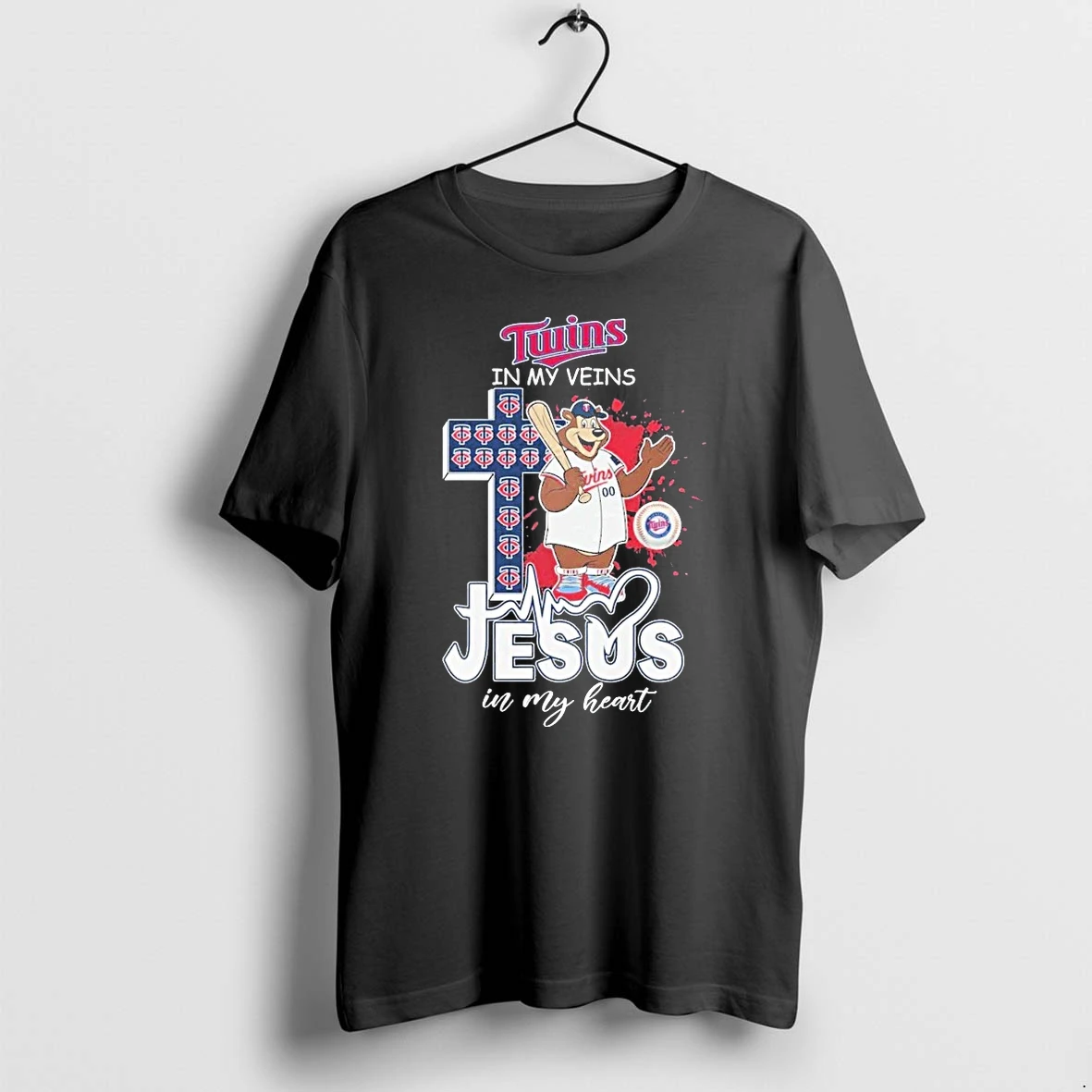 Officials Minnesota Twins In My Veins Jesus In My Heart Mascot Premium T Shirt Sweatshirt Hoodie