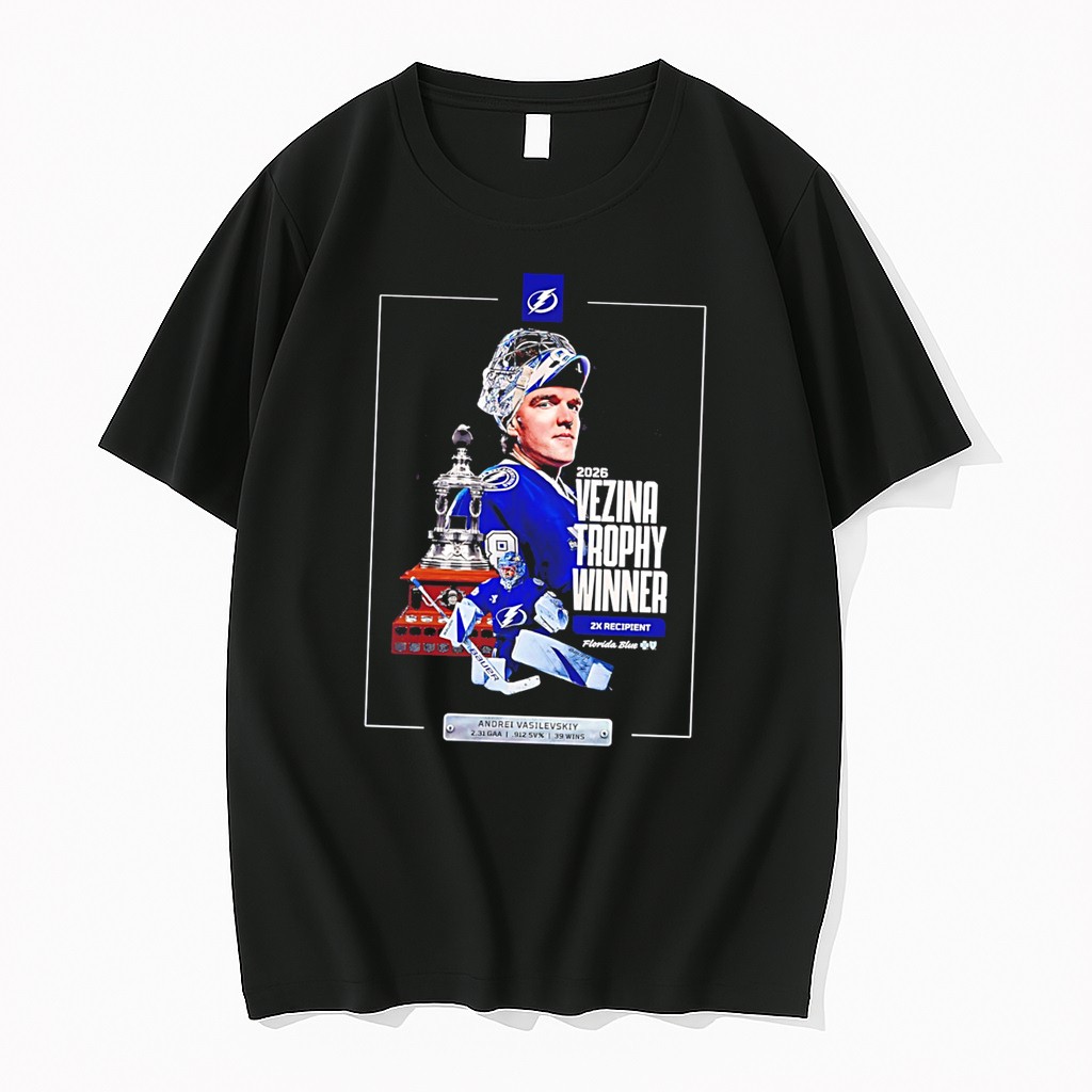 Original 2026 Vezina Trophy Winner Tampa Bay Lightning Andrei Vasilevskiy Tee Tshirts