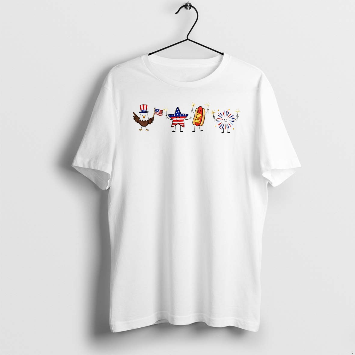 Original Bald Eagle Star Hot Dog And Firework Celebrate The American Holiday Cartoon 4th Of July Tshirts