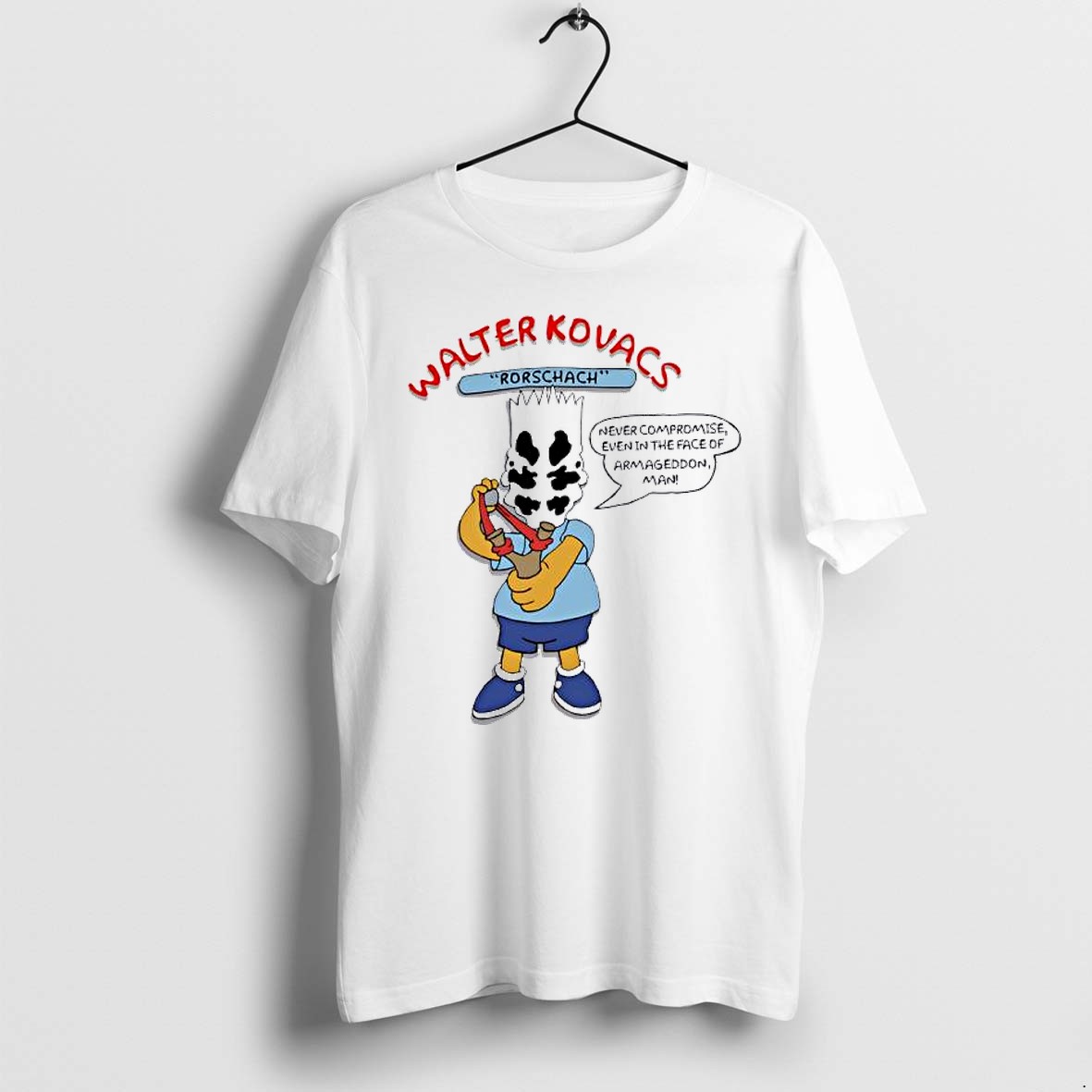 Original Bart Simpson X Rorschach Walter Kovacs Never Compromise Even In The Face Of Armageddon Man Tshirts