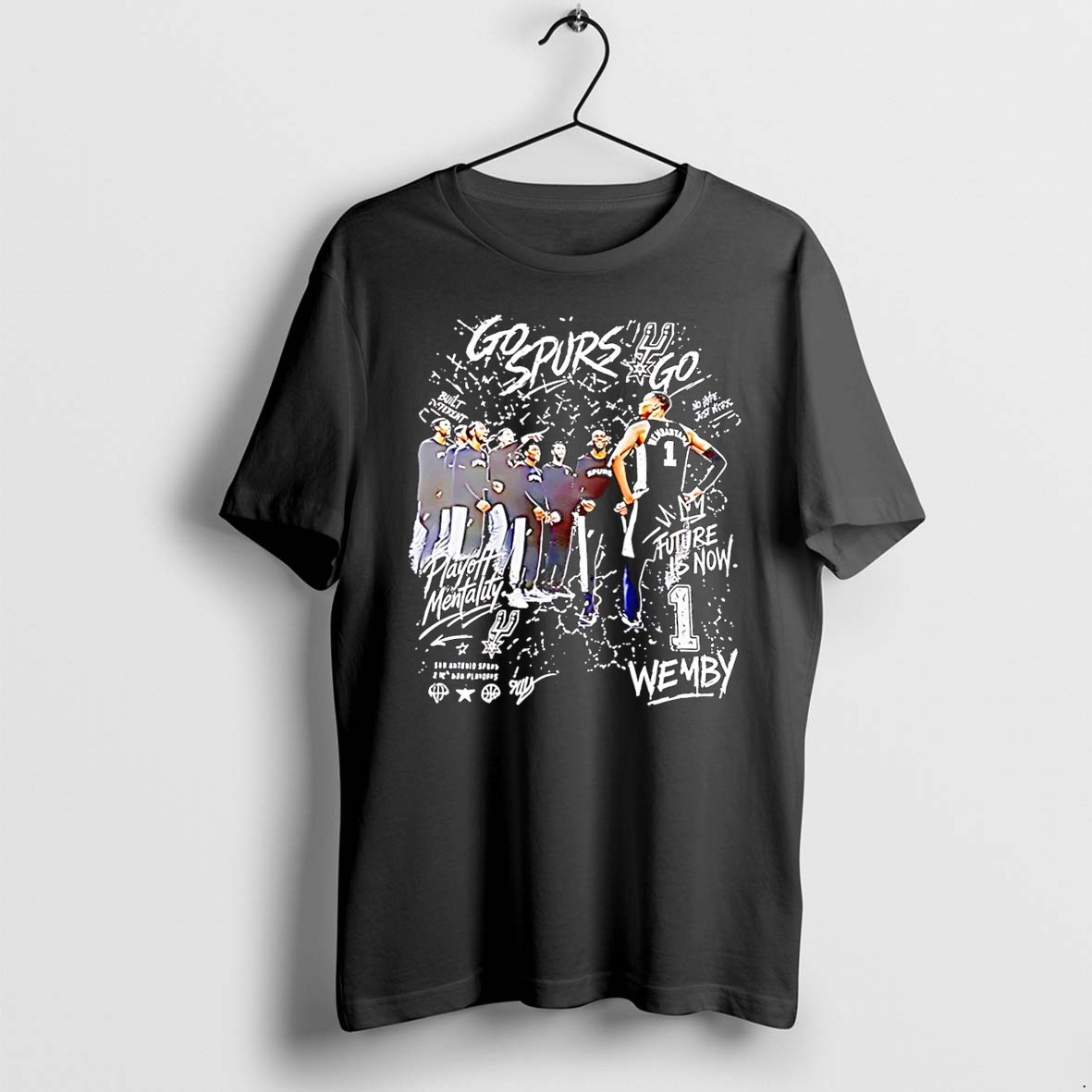 Original Built Different No Hype Just Work Future Is Now Wembanyama Wemby Spurs Black Tshirts