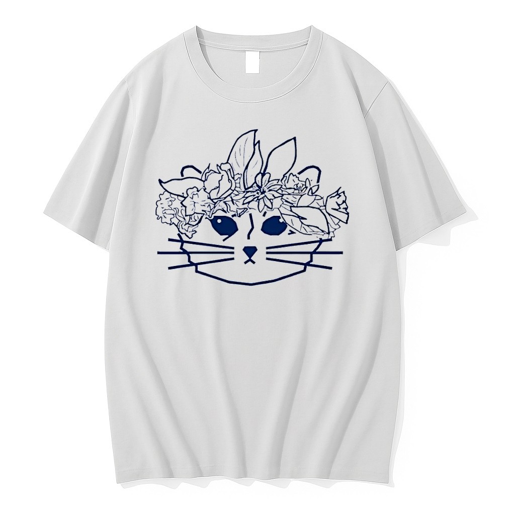 Original Cat Lover Floral Crown White Tshirts