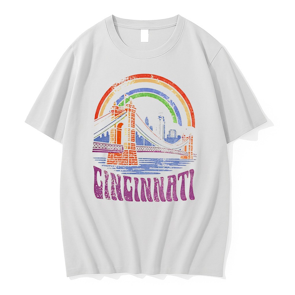 Original Cincinnati Rainbow Roebling Bridge Proud Of Our City Tee Tshirts