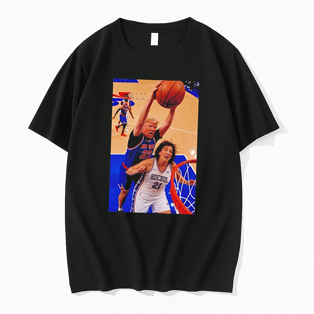 Original Donald Trump Slam Dunk Kathy Hochul New York Knicks Basketball Court Game Tee Tshirts
