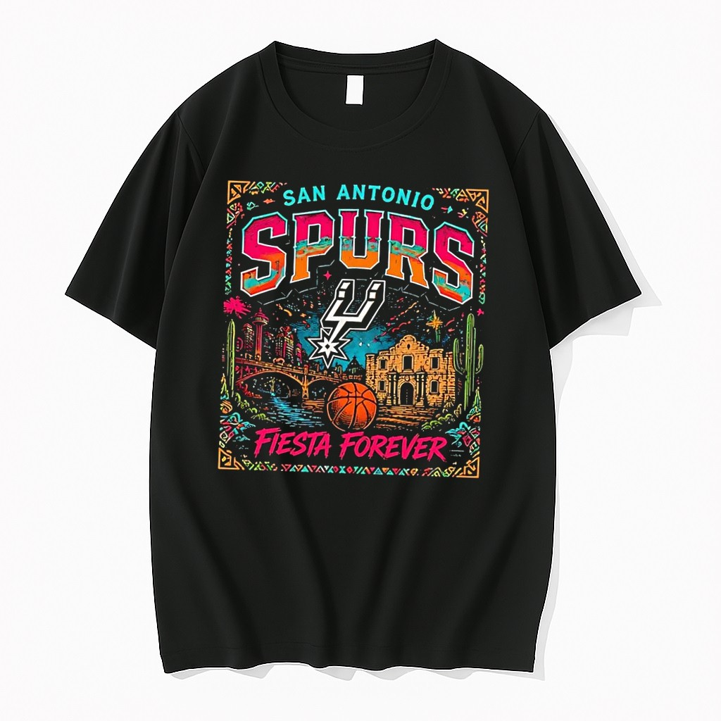 Original Fiesta Forever San Antonio Spurs Basketball Black Tshirts