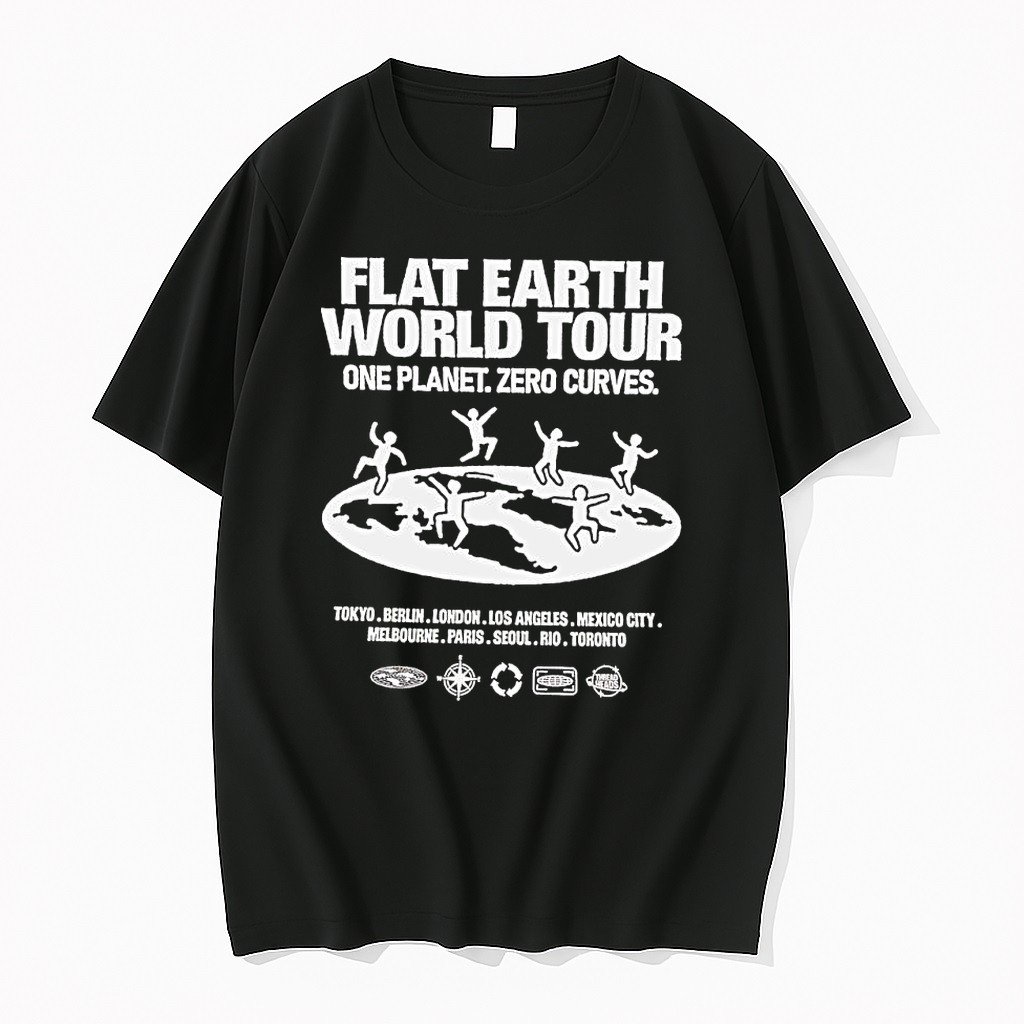 Original Flat Earth World Tour One Planet Zero Curves 2026 Tshirts