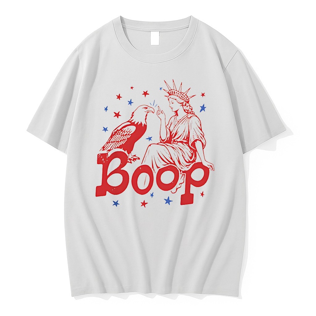 Original Funny Liberty And Eagle Graphic Boop Fourth Of July Usa Tshirts