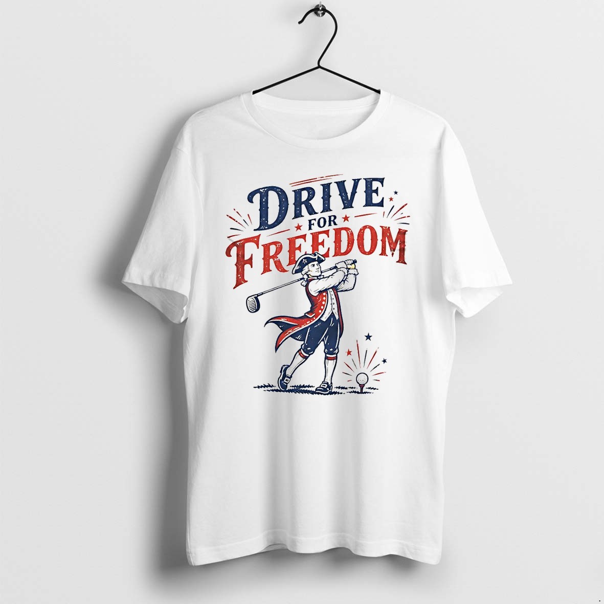 Original George Washington Playing Golf Drive For Freedom 4th Of July Patriotic Tshirts