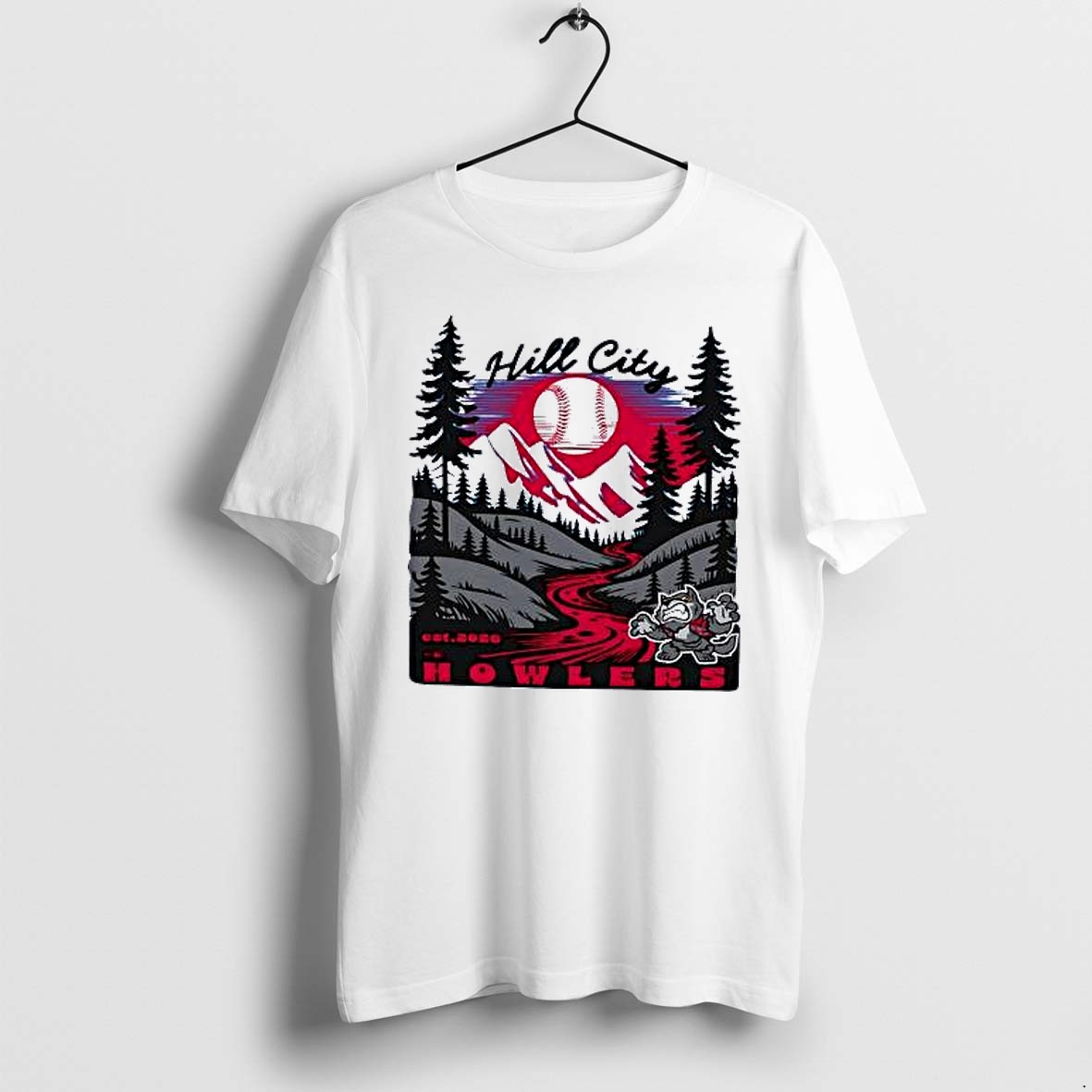 Original Hill City Howlers Wolf Baseball Landscape Est 2026 Tshirts