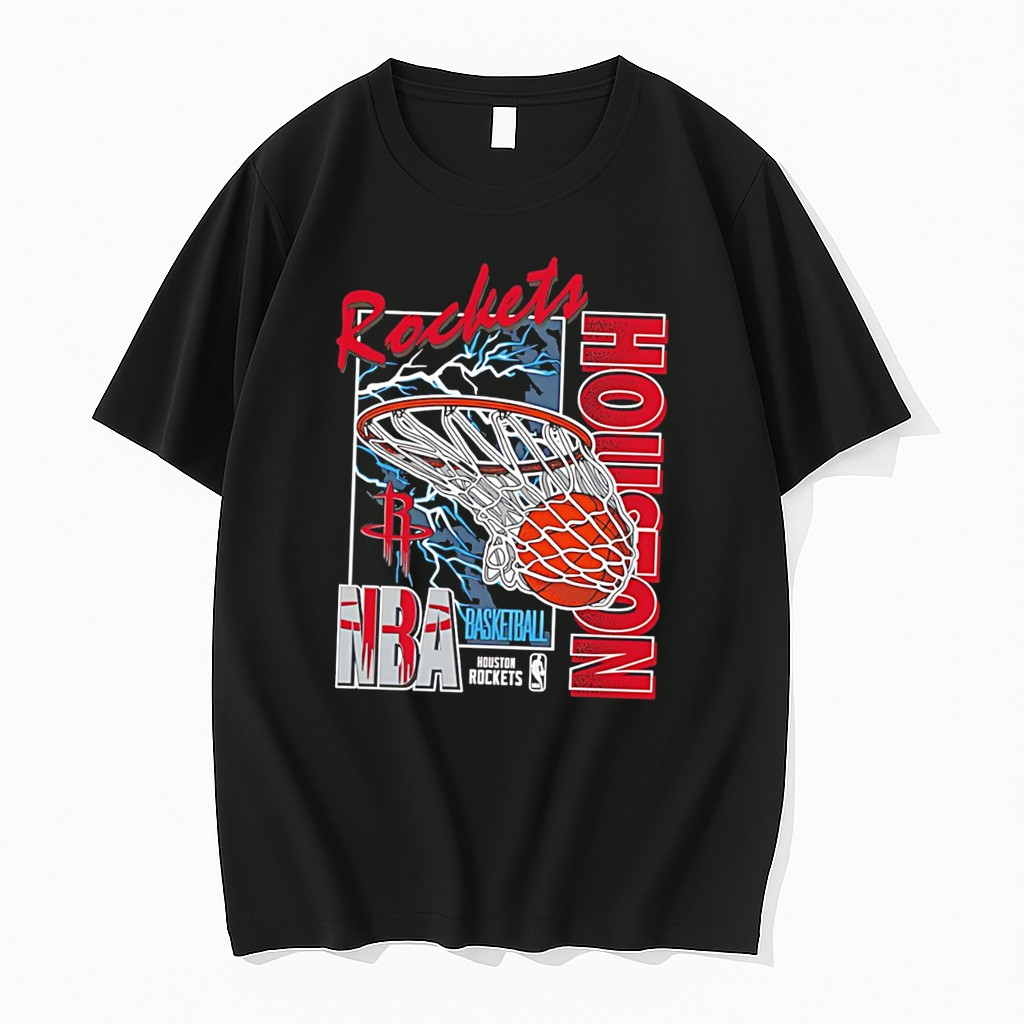 Original Houston Rockets Lightning Swish Graphic Tee Tshirts