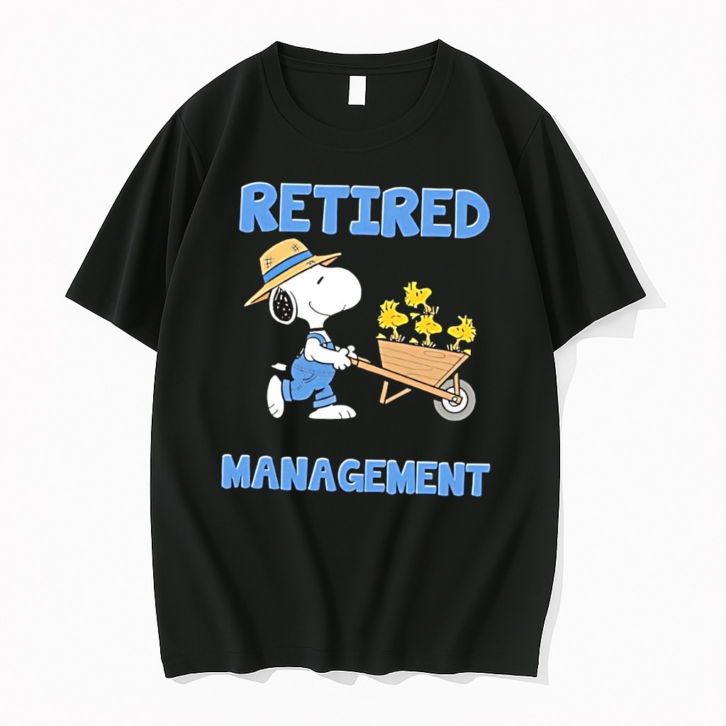 Original I Am Not Retired I Am Under New Management See Grandkids For Details Snoopy Woodstock Black Tshirts