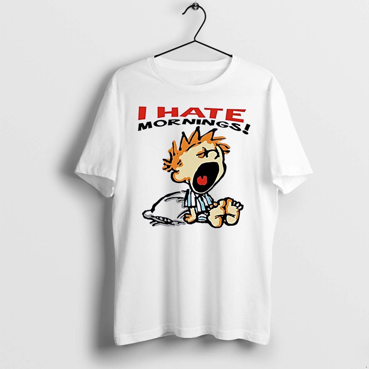 Original I Hate Mornings Cartoon White Tshirts
