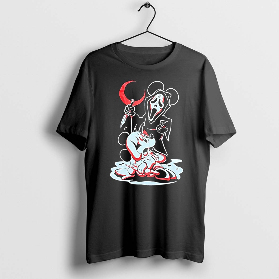 Original Ix Mickey Mouse Ghostface Killer Scream Horror Movie Black Tshirts