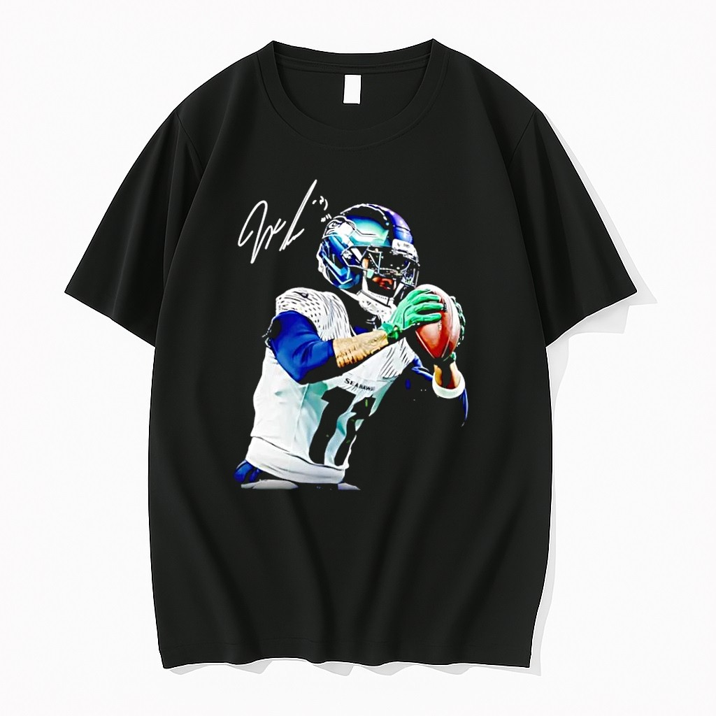 Original Jaxon Smith Njigba Catching Football Seahawks Black Tshirts