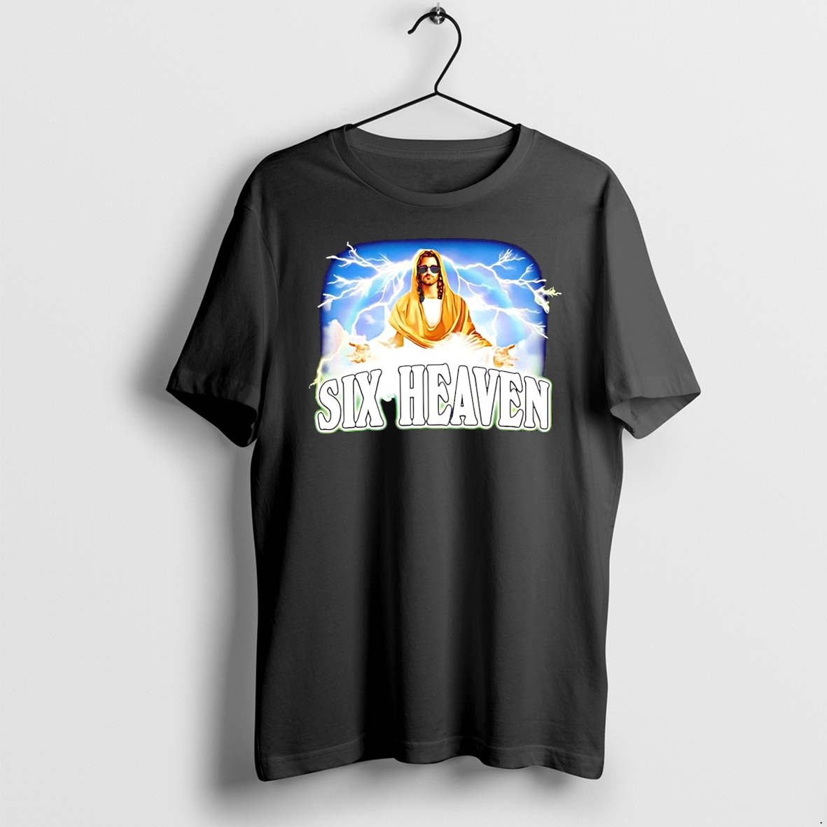 Original Jesus Christ Six Heaven With Lightning Bolt And Clouds Tshirts