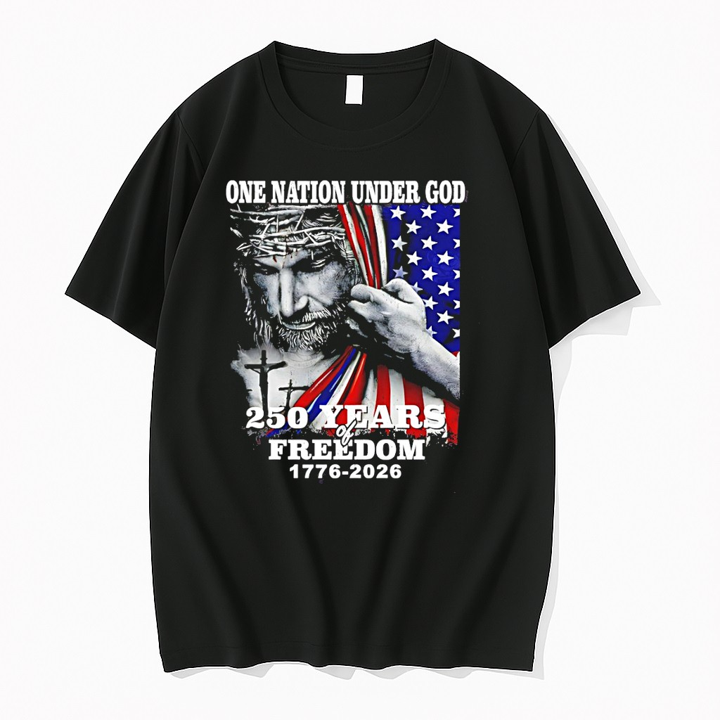 Original Jesus One Nation Under God 250 Years Of Freedom 1776 2026 Tshirts