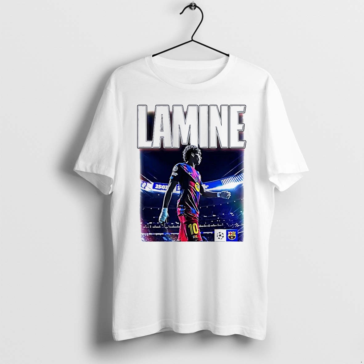 Original Lamine Yamal Walking In Stadium Lamine Barcelona Fc White Tshirts
