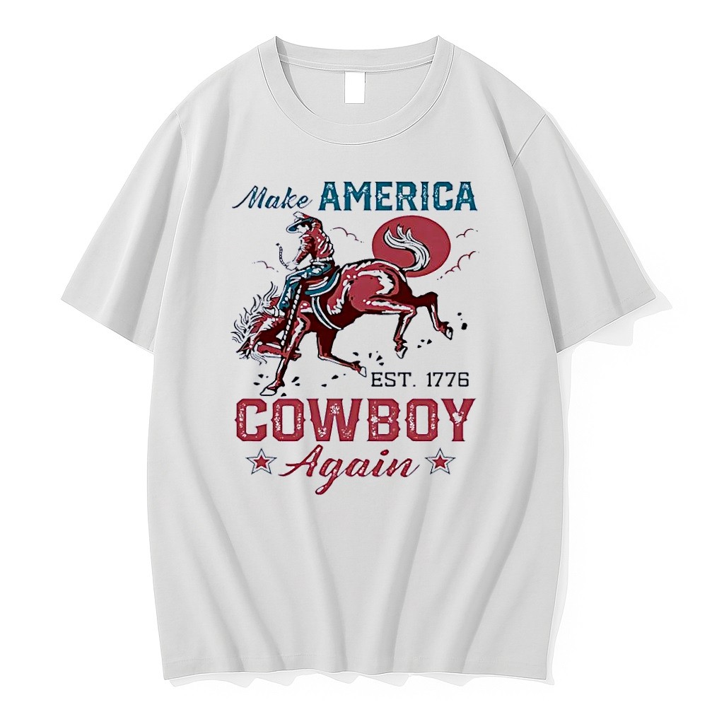 Original Make America Est 1776 Cowboy Again White Tshirts