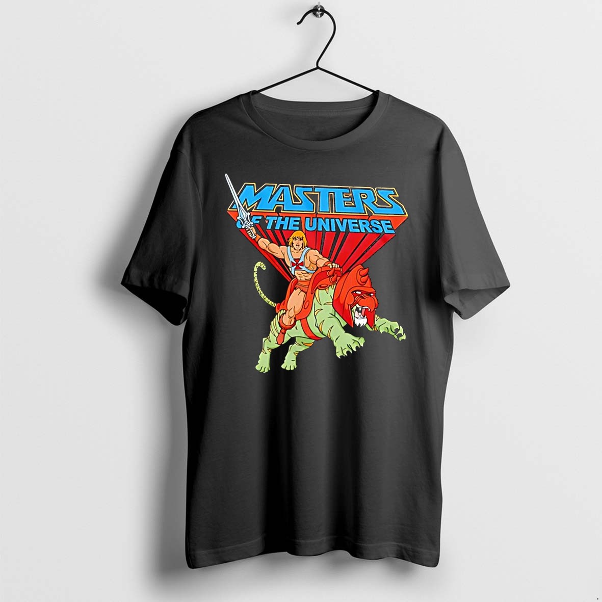 Original Masters Of The Universe He Man Riding Battle Cat Black Tshirts