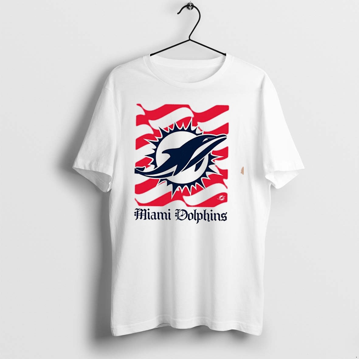 Original Miami Dolphins American 250th Flag Heritage Wordmark Tee Tshirts