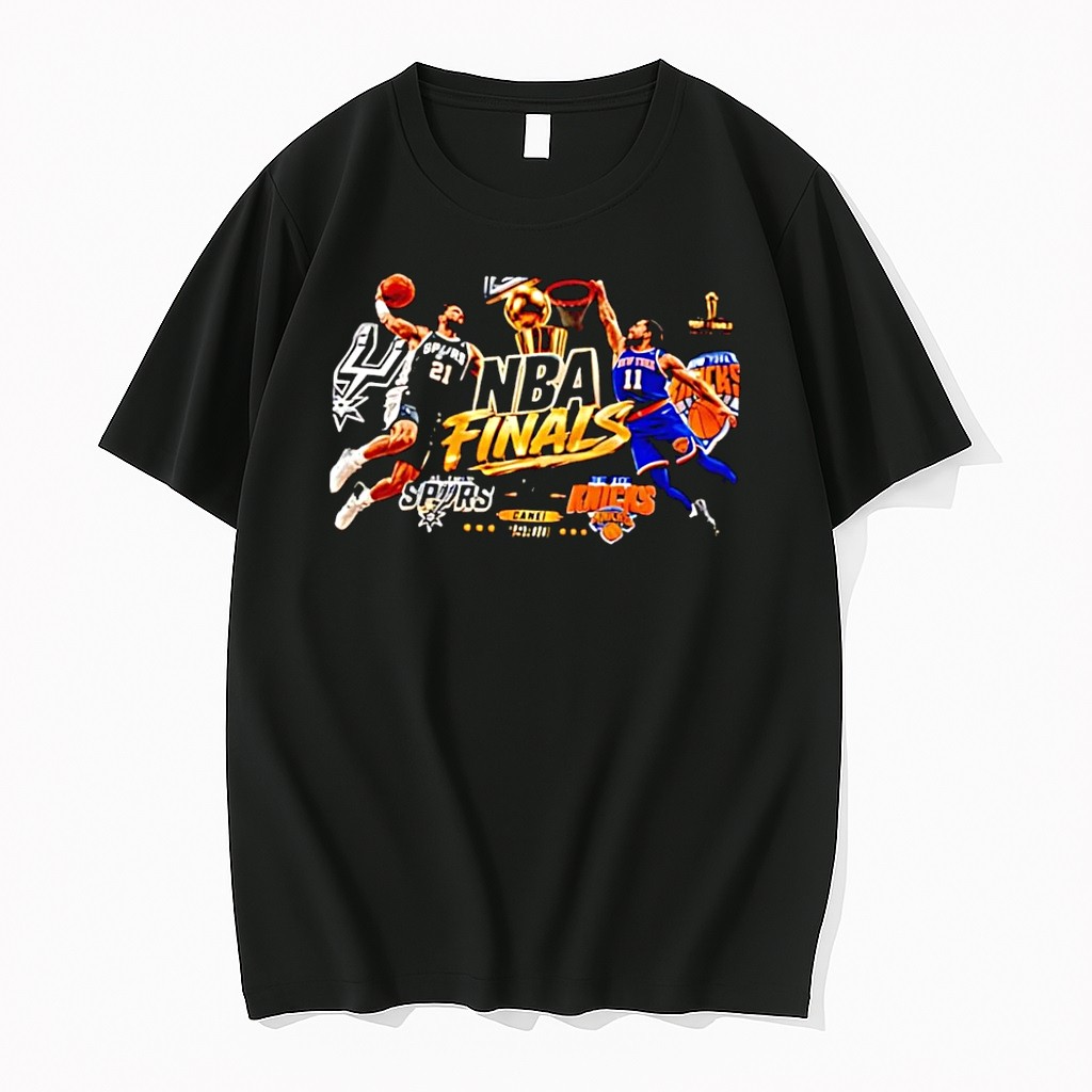 Original Nba Finals Basketball Player Jump Shot San Antonio Spurs New York Knicks Black Tshirts