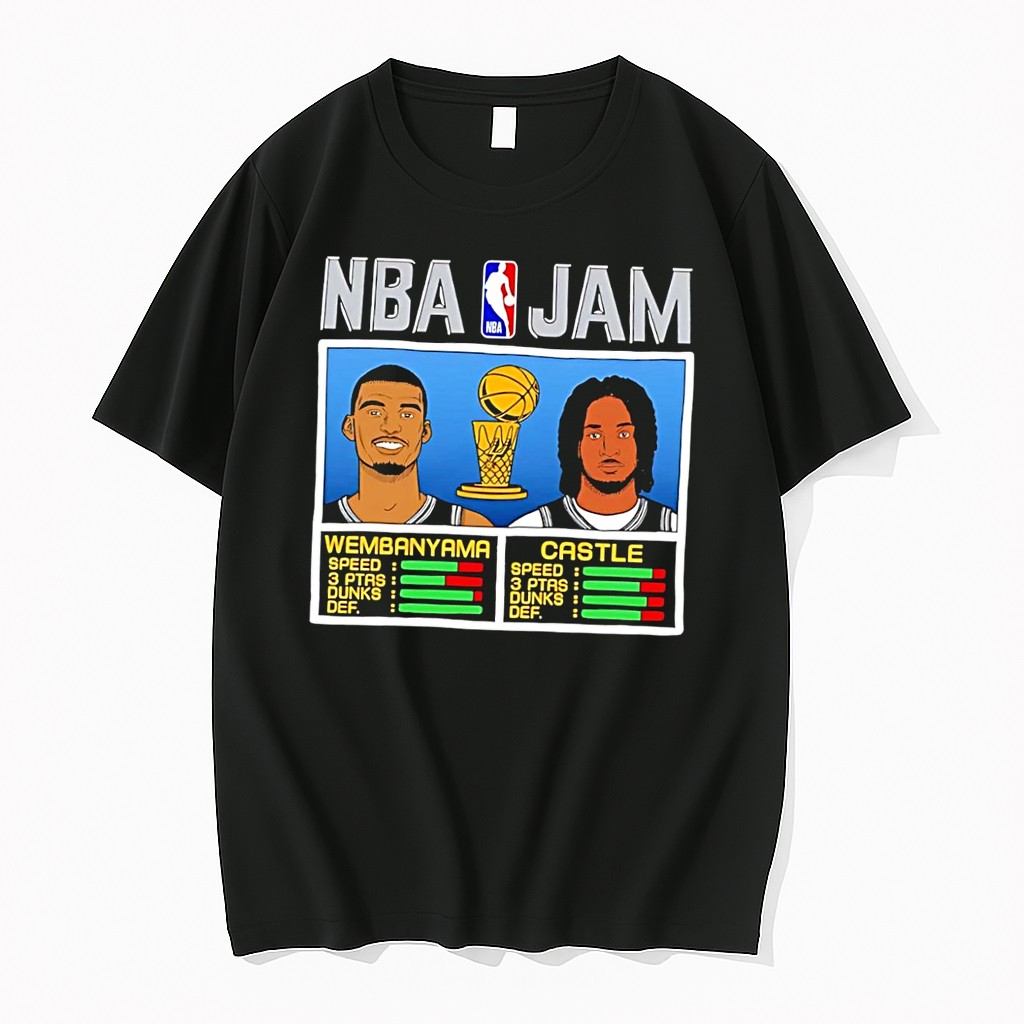 Original Nba Jam Victor Wembanyama Stephon Castle San Antonio Spurs Basketball Black Tshirts