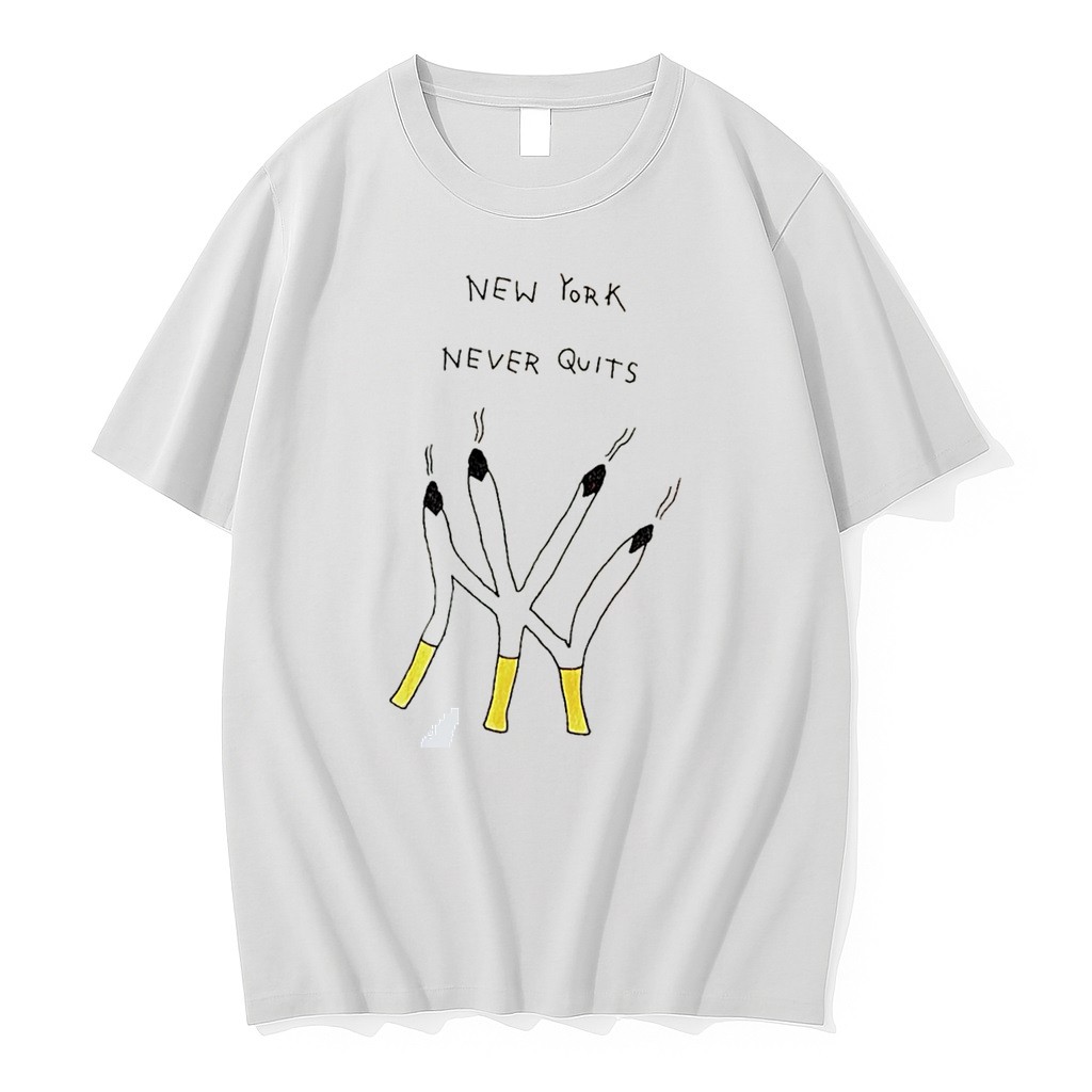 Original Ny Never Quits Ivory Smoking Logo Paint Tee Tshirts