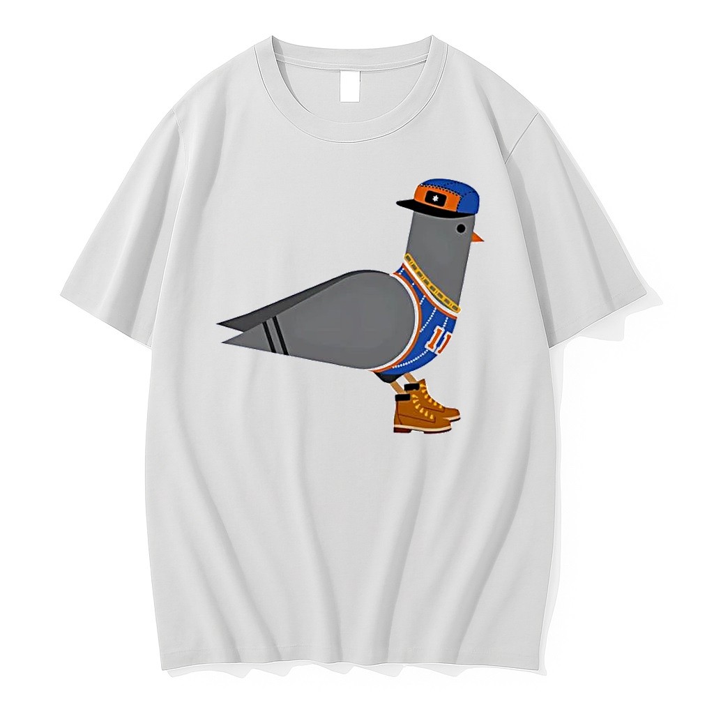 Original New York Basketball Pigeon Wearing Hat Number 11 White Tshirts