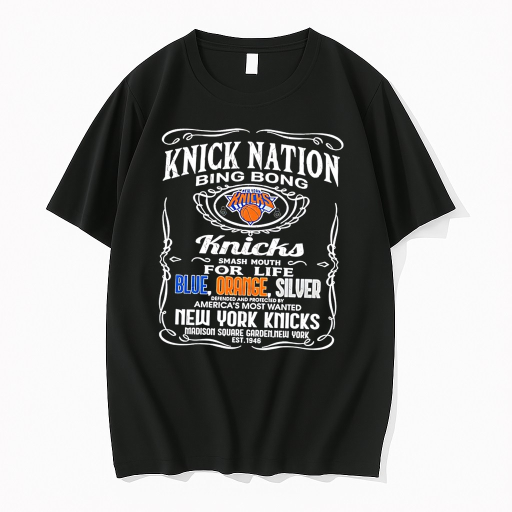 Original New York Knicks Knick Nation Bing Bong Blue Orange Silver Logo Tee Tshirts