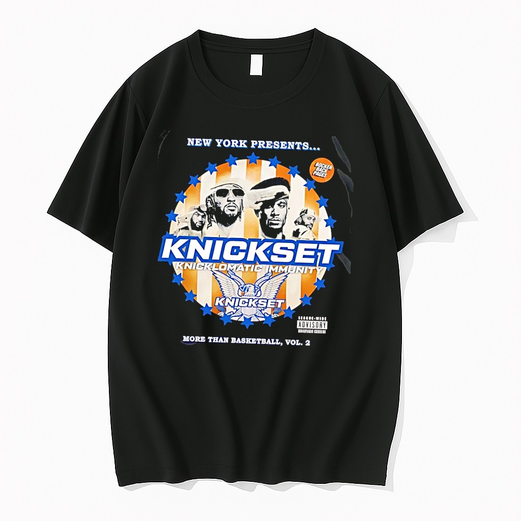 Original New York Presents Knickset Knicklomatic Immunity League Wide Advisory More Than Basketball Vol 2 New York Knicks Black Tshirts