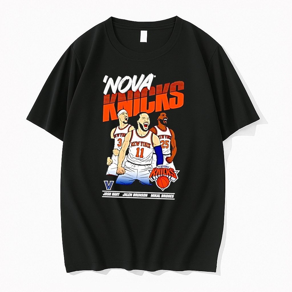 Original Nova Knicks Josh Hart Jalen Brunson Mikal Bridges Villanova Basketball Team Black Tshirts