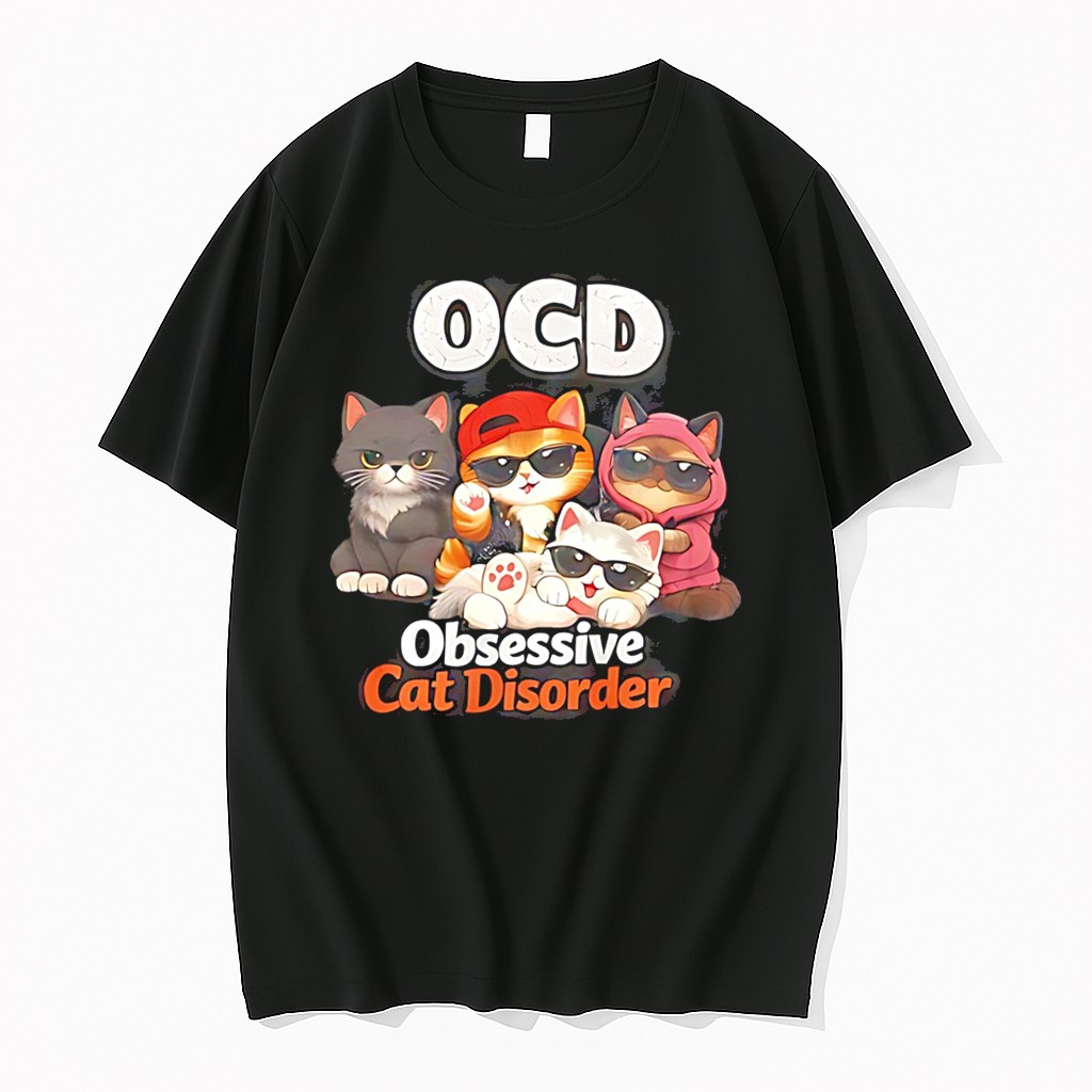 Original Ocd Obsessive Cat Disorder Illustration Tee Tshirts