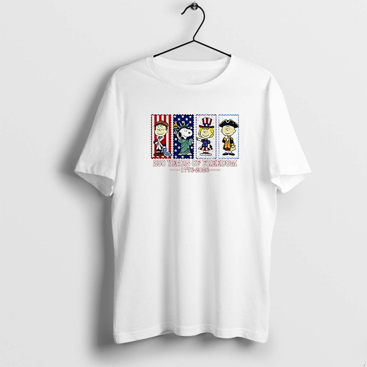 Original Peanuts Characters 250 Years Of Freedom 1776 2026 Usa Independence Day Tshirts