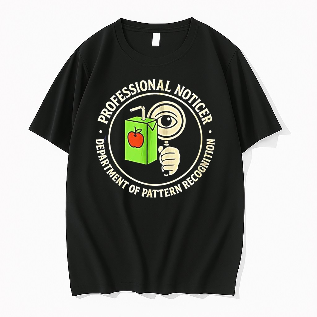 Original Professional Noticer Department Of Pattern Recognition Apple Juice Box Design Tshirts